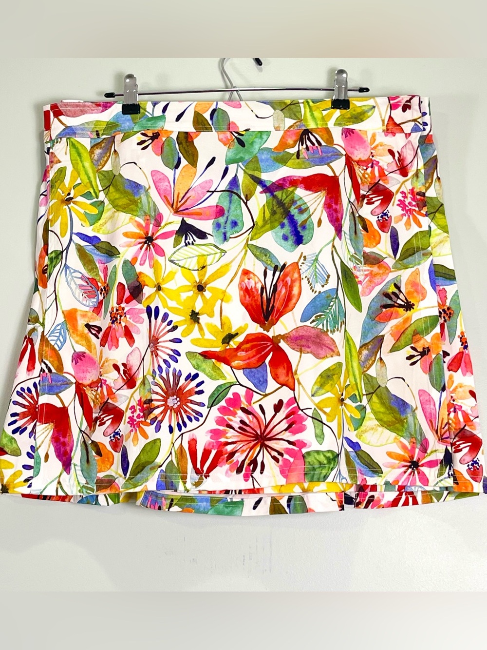 RIP SKIRT Short Wrap Skirt Colorful Waterfolor Floral Print Beach Resortwear XL